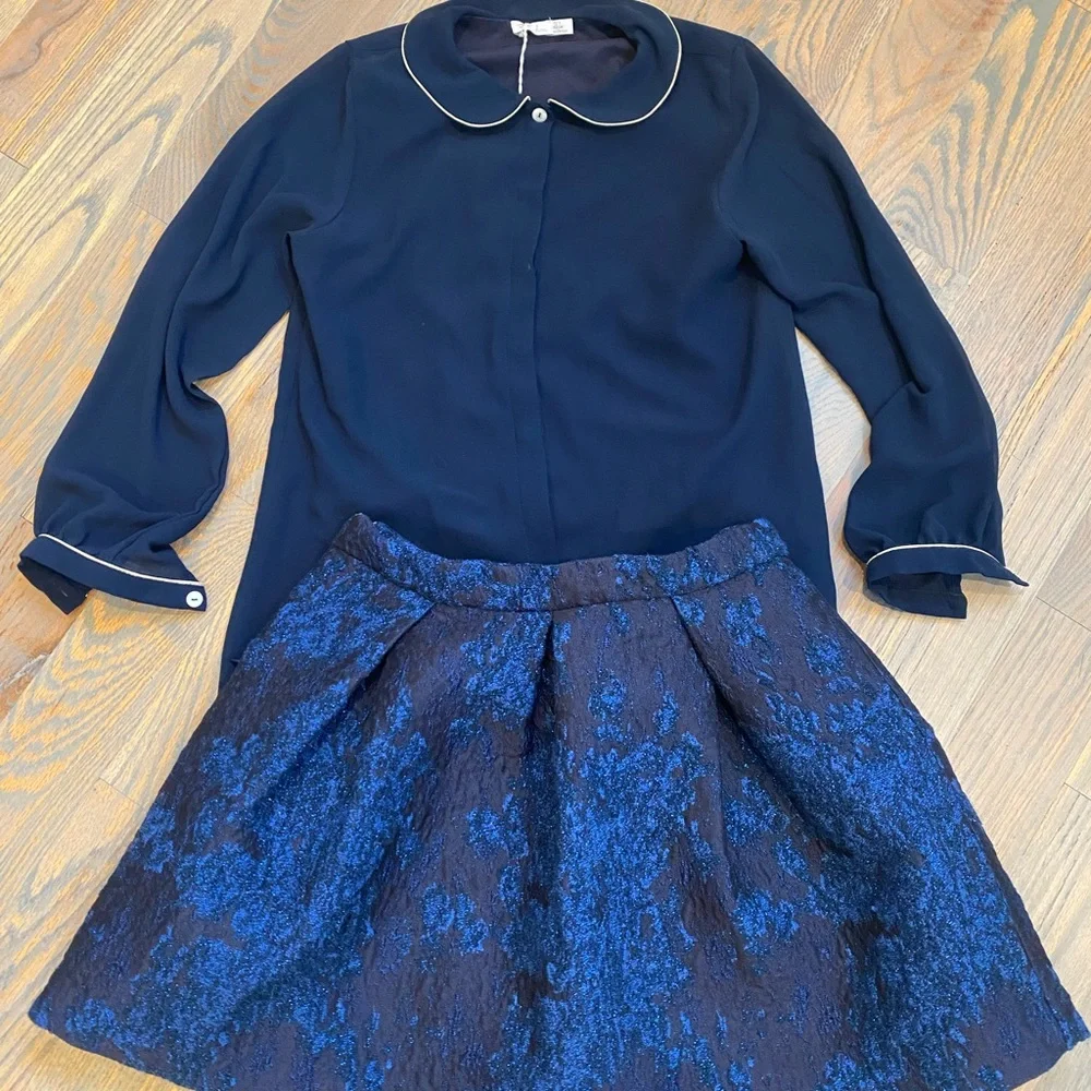 🌺 Patachou girl woven skirt and 2 tops size 12 Y